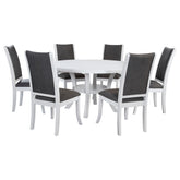 Judd 7-piece 54-inch Round Wood Dining Table Set Pearl White